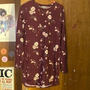 Burgundy floral bodycon